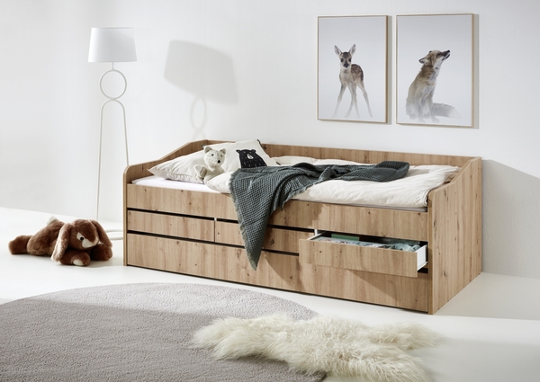 Bild 4 von Relita Funktionsbett Jill 90x200 ohne Lattenrost, 3 Schubladen u. Bettschublade Artisan Dekor
