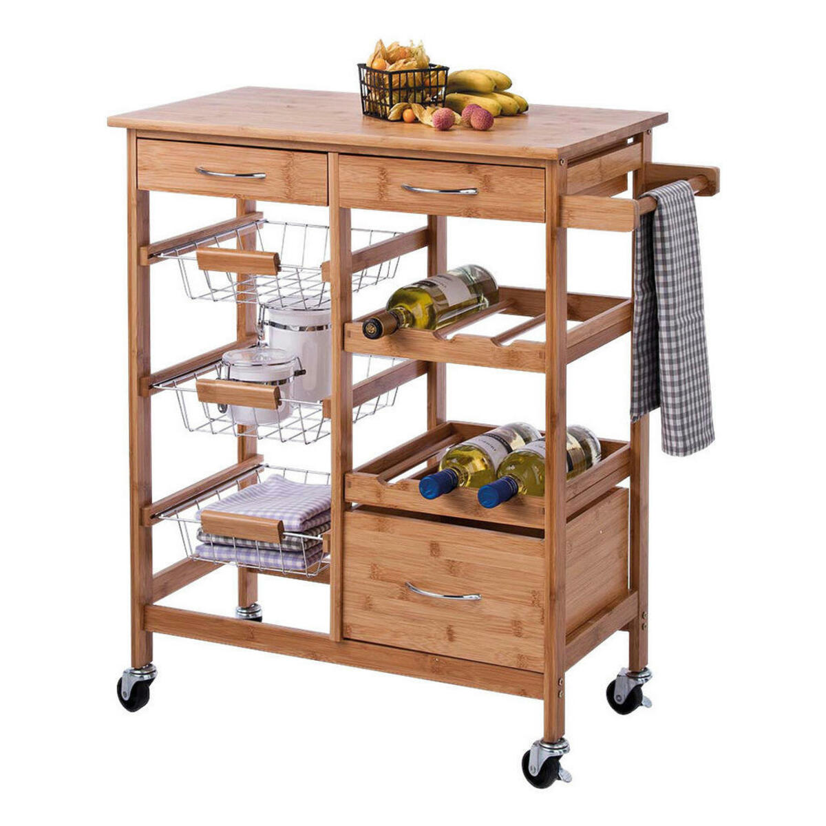 Bild 1 von Zeller Küchenrollwagen braun Bambus B/H/L: ca. 36x84x66 cm