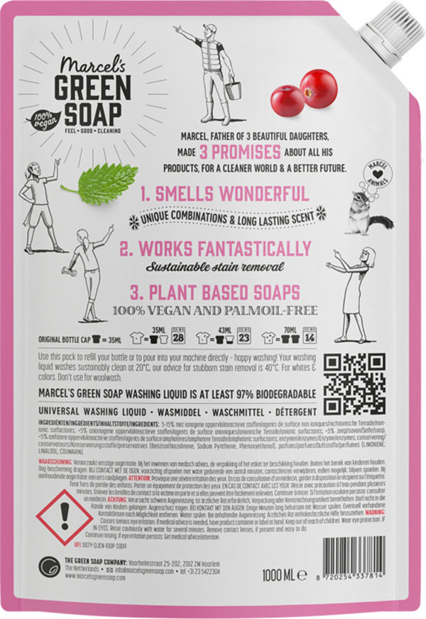 Bild 2 von Marcel's Green Soap Universalwaschmittel Patschuli & Cranberry Nachfüllpackung
