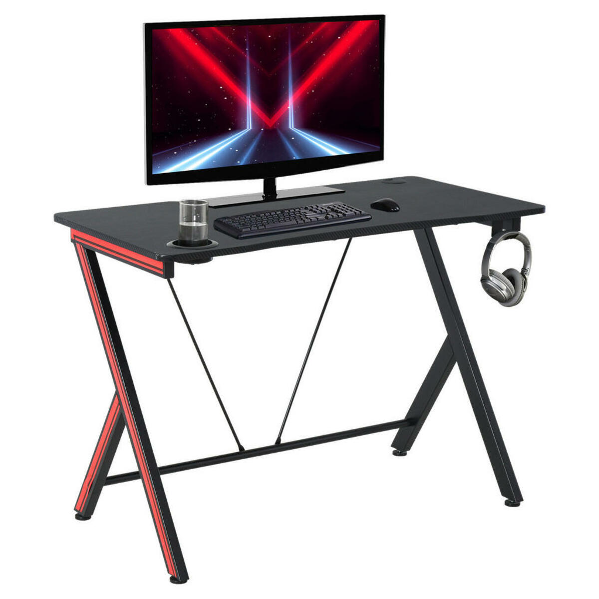 Bild 1 von Gaming-Schreibtisch 836-206V01 schwarz B/H/T: ca. 105x75x55 cm