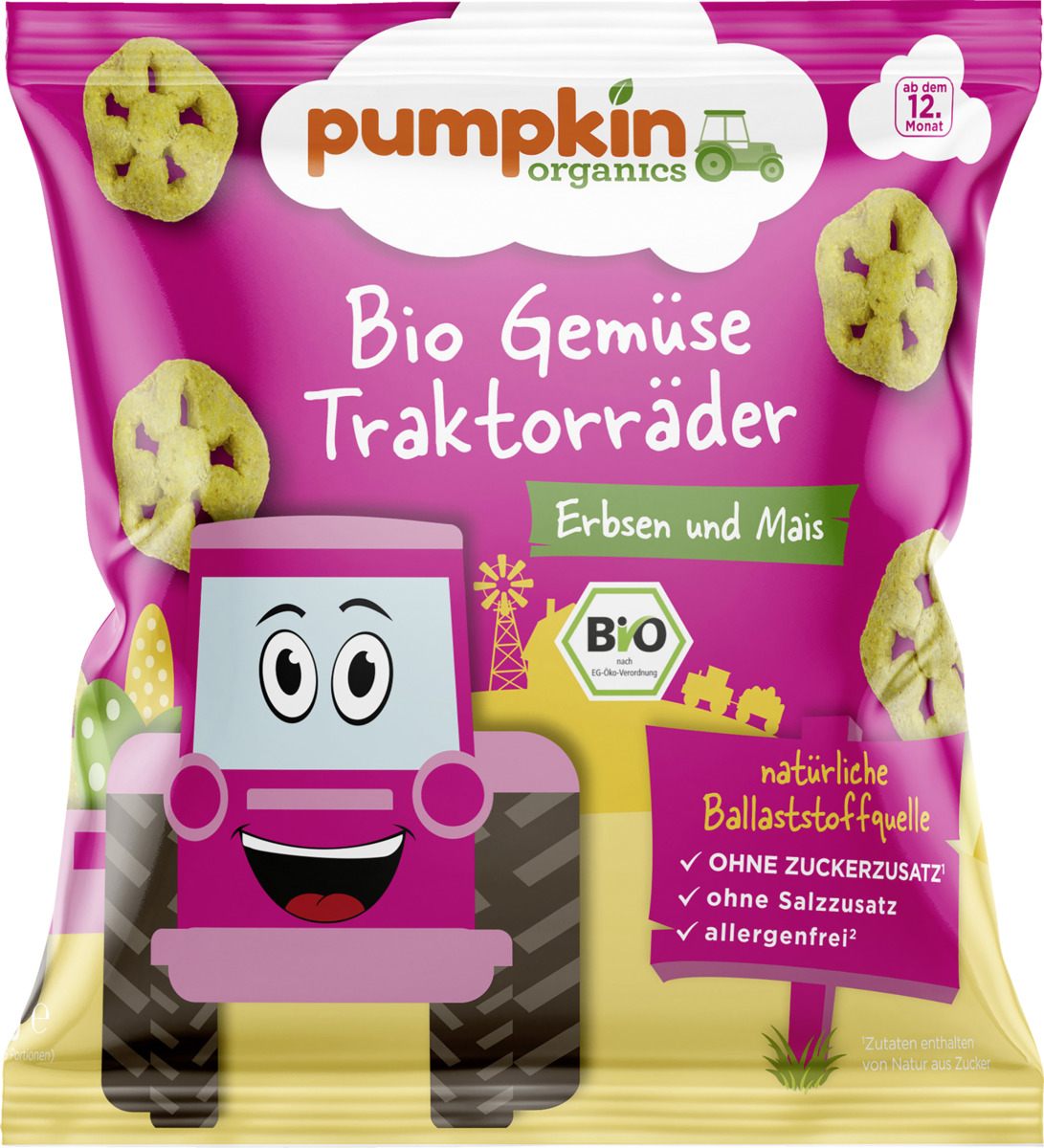 Bild 1 von Pumpkin Organics Bio Gemüse Traktorräder Erbsen und Mais