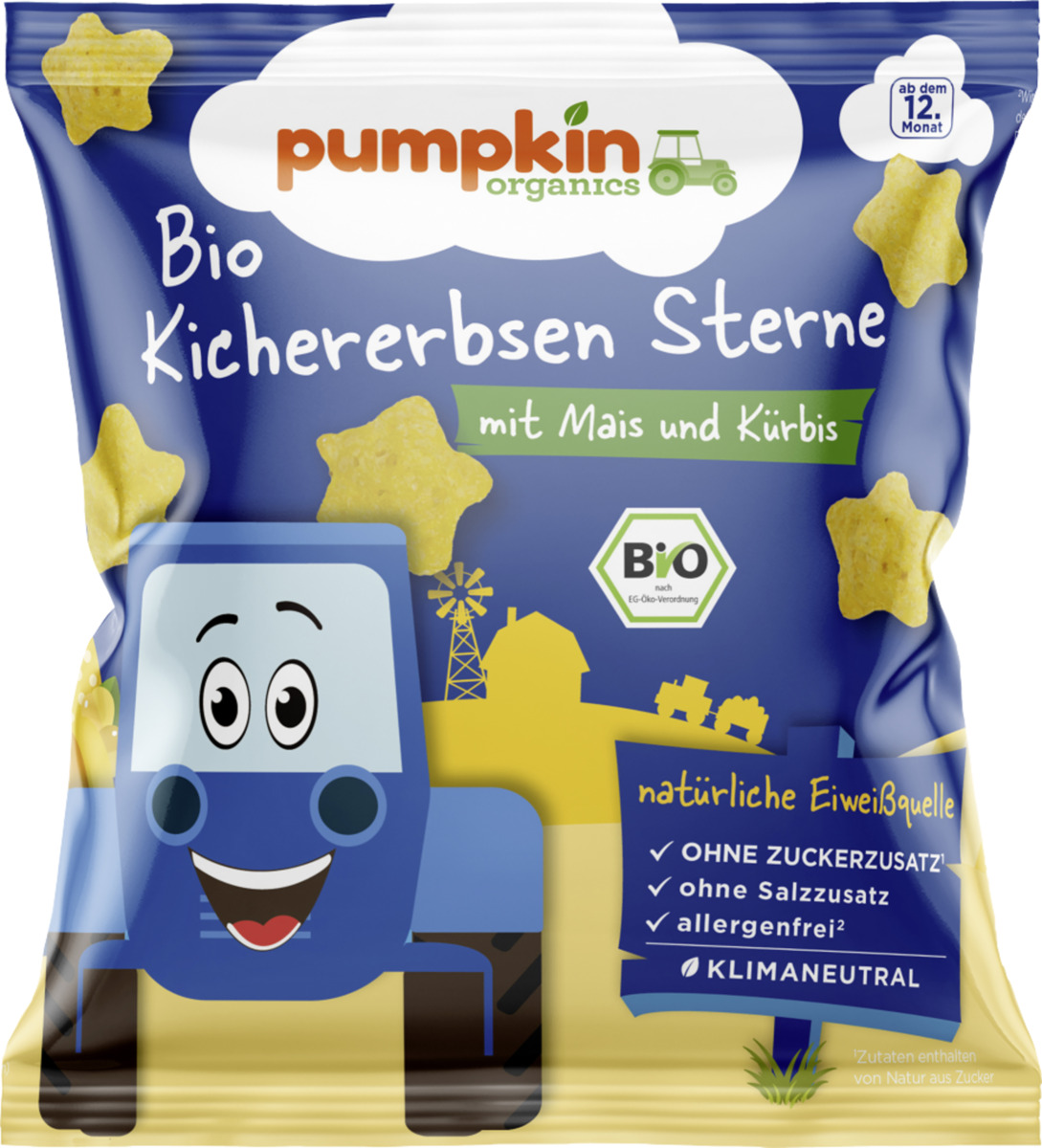 Bild 1 von Pumpkin Organics Bio Kichererbsen Sterne mit Mais und Kürbis