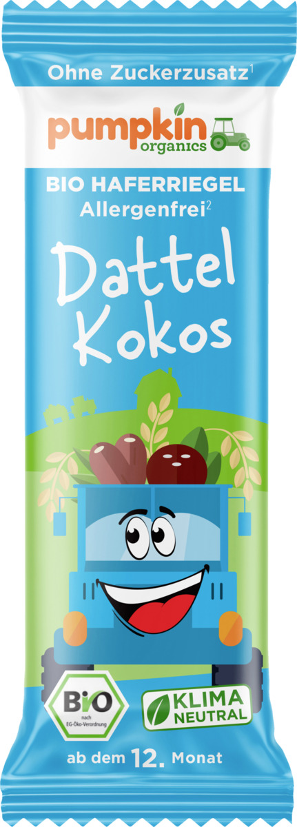 Bild 1 von Pumpkin Organics Bio Haferriegel mit Dattel & Kokosnuss