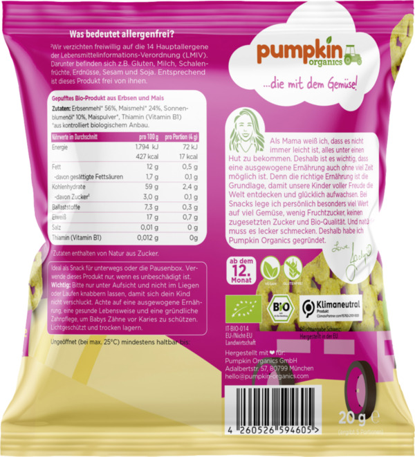 Bild 2 von Pumpkin Organics Bio Gemüse Traktorräder Erbsen und Mais