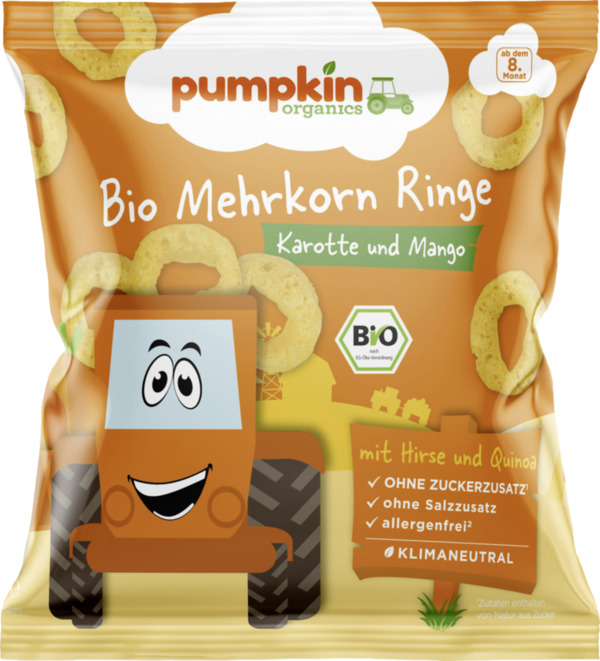 Bild 1 von Pumpkin Organics Bio Mehrkorn Ringe mit Karotte und Mango