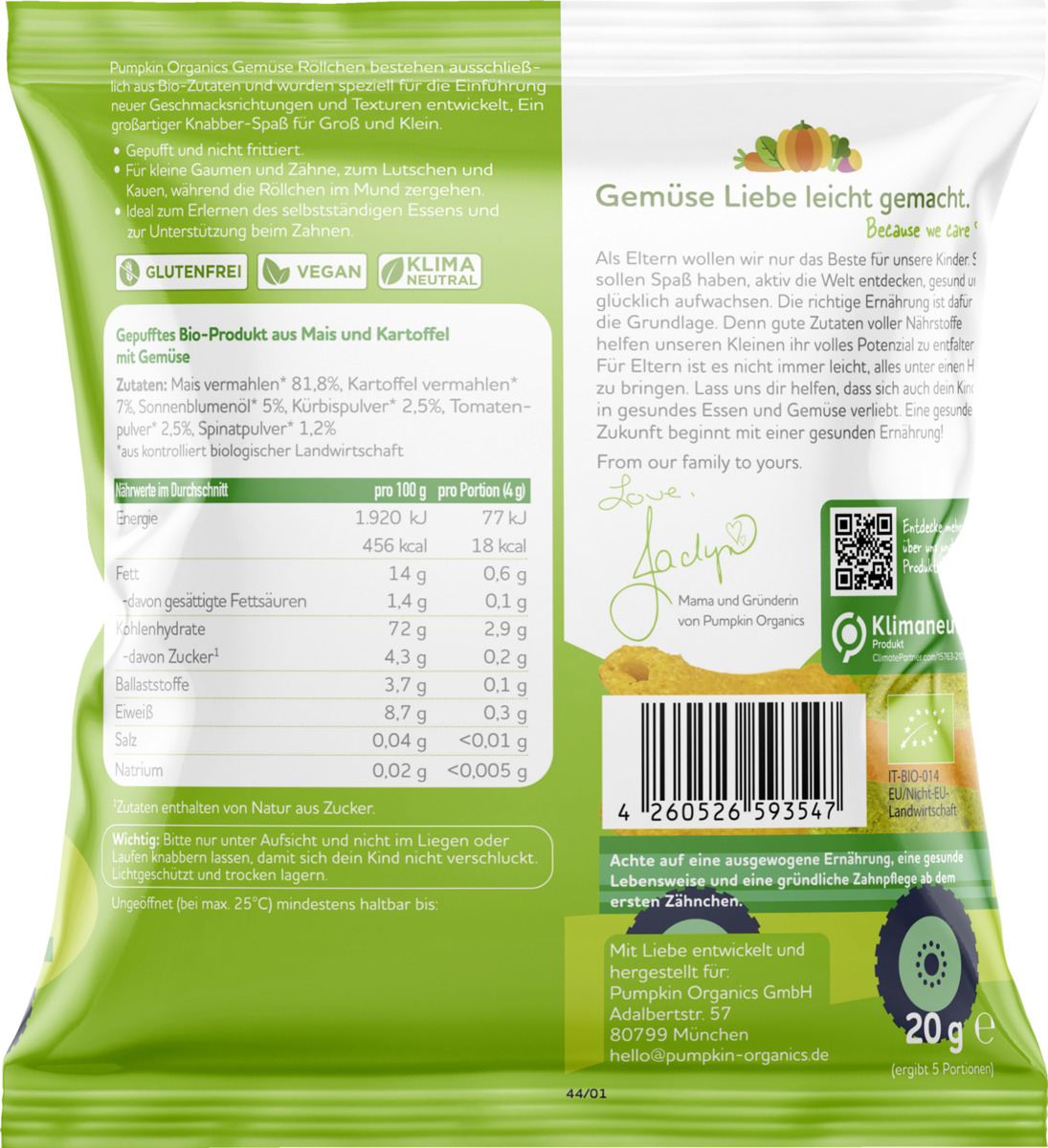 Bild 2 von Pumpkin Organics Bio Gemüse Röllchen