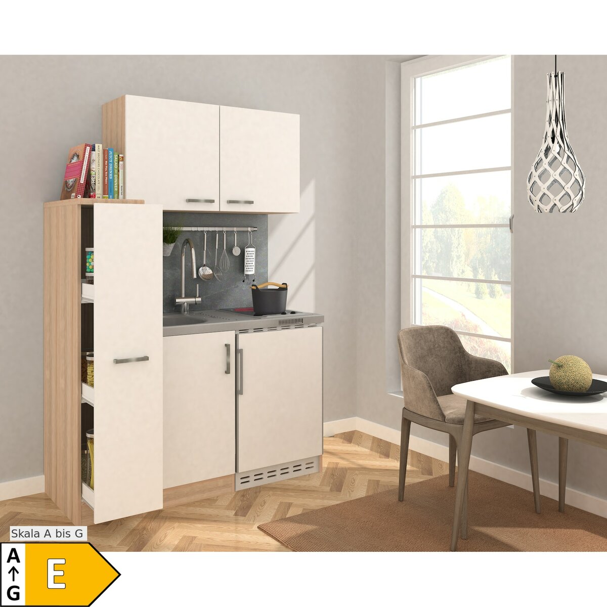 Bild 1 von Respekta Miniküche MK130ESWOSC 130 cm weiß - Glaskeramikkochfeld