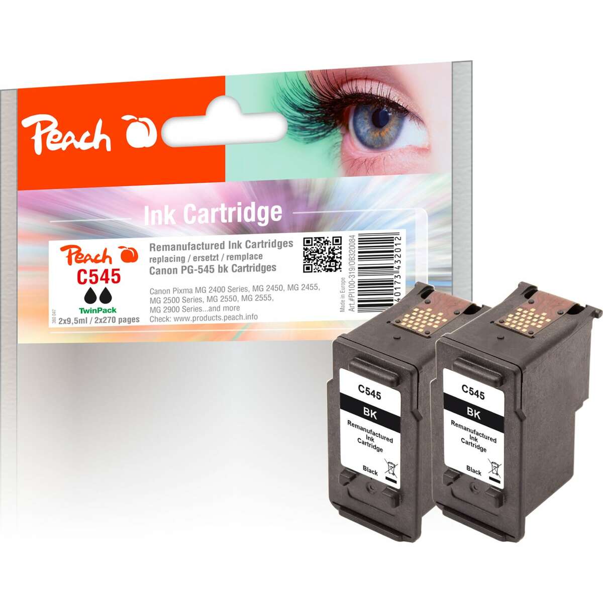Bild 1 von Peach C545  2 Druckköpfe 2*bk ersetzt Canon PG-545*2, 8287B001*2 für z.B. Canon Pixma TS 3350, Canon Pixma TR 4550, Canon Pixma TS 3450 (wiederaufbereitet)
