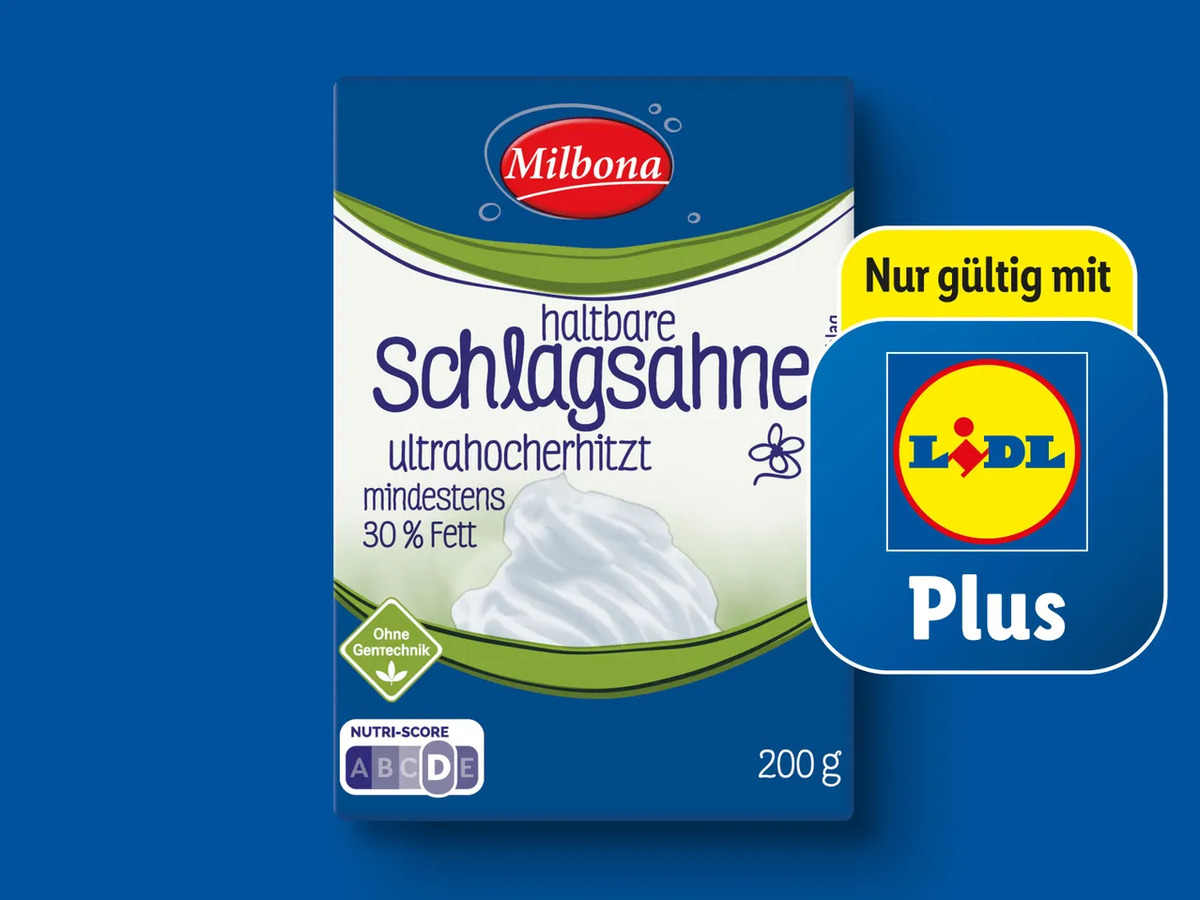 Bild 1 von Milbona Haltbare Schlagsahne, 
         200 g