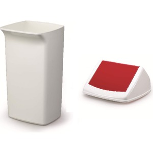 Abfallbehälter-Set DURABIN Flip 40 Liter, weiß/rot