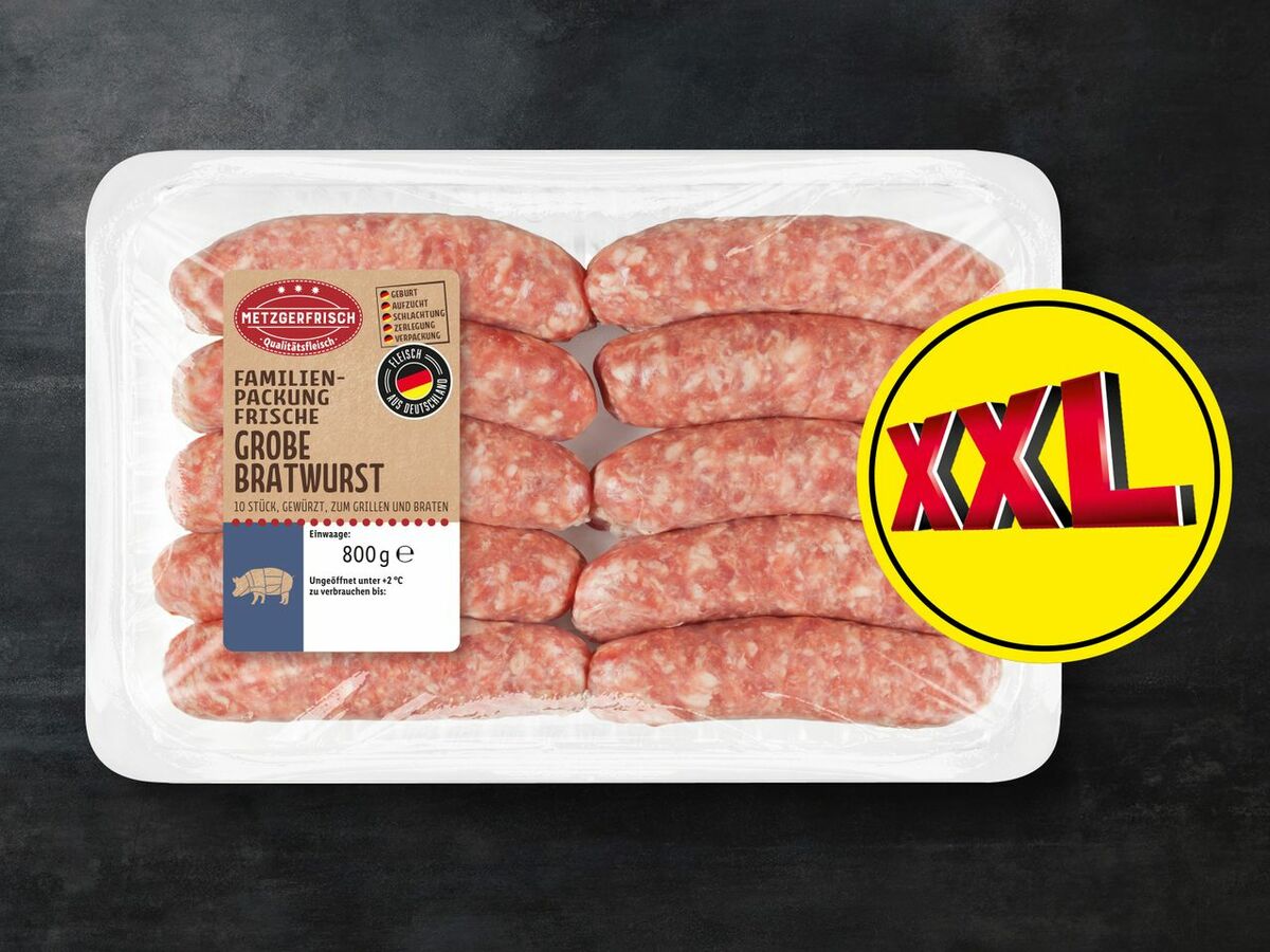 Bild 1 von Metzgerfrisch Frische grobe Bratwurst XXL, 
         800 g