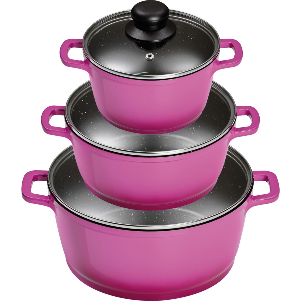 Bild 1 von KING Aluguss Kochtopfset 3/6-teilig inklusive Henkelpads, berry