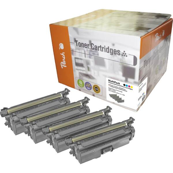 Bild 1 von Peach HP 647 A 4 Toner (bk, c/m/y) ersetzt HP No. 647A, No. 648A, CE260A, CE261A, CE262A, CE263A für z.B. HP Color LaserJet CP 4500 (wiederaufbereitet)