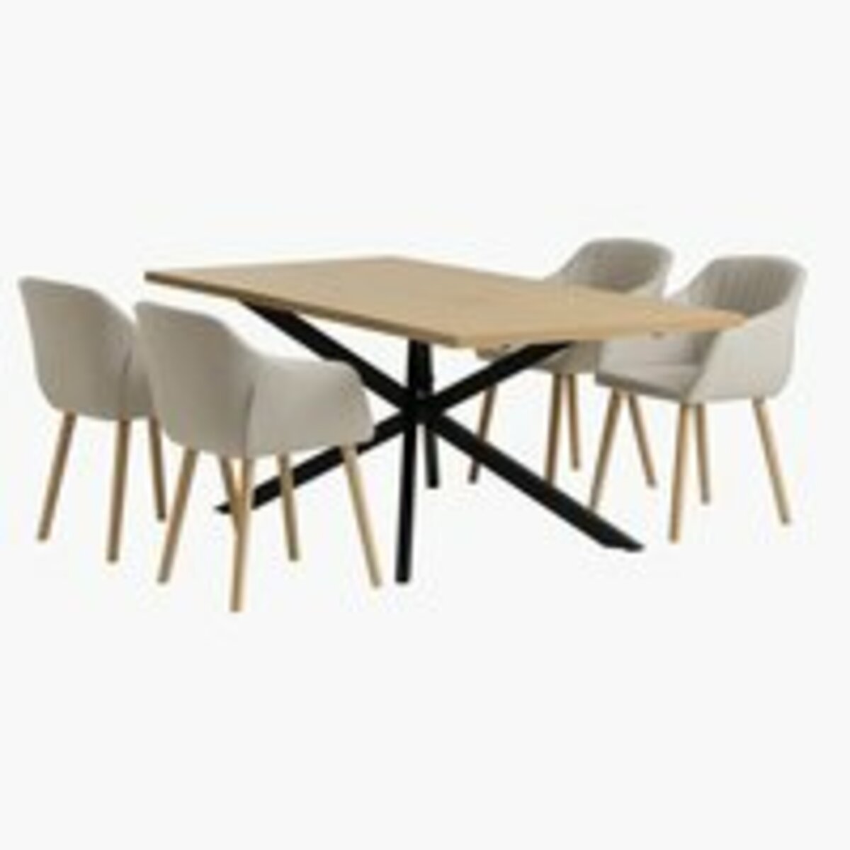 NORTOFT L200 Tisch eiche + 4 ADSLEV Stühle beige Stoff von JYSK für 649
