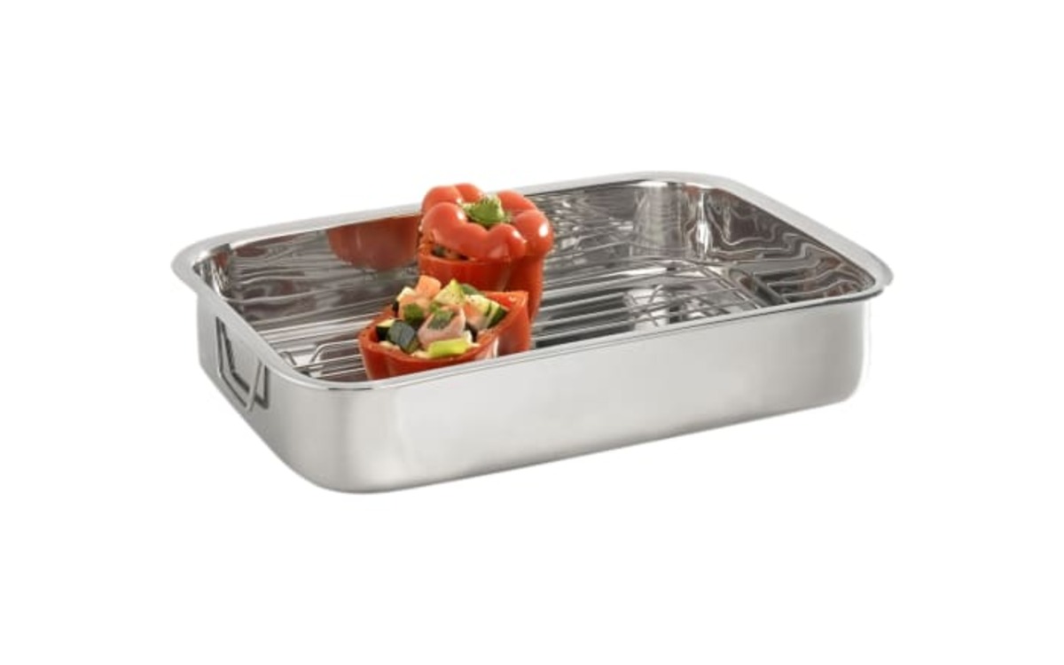 Bild 1 von Bratreine mit Grilleinsatz in silber, 27 x 7 x 37,6 cm