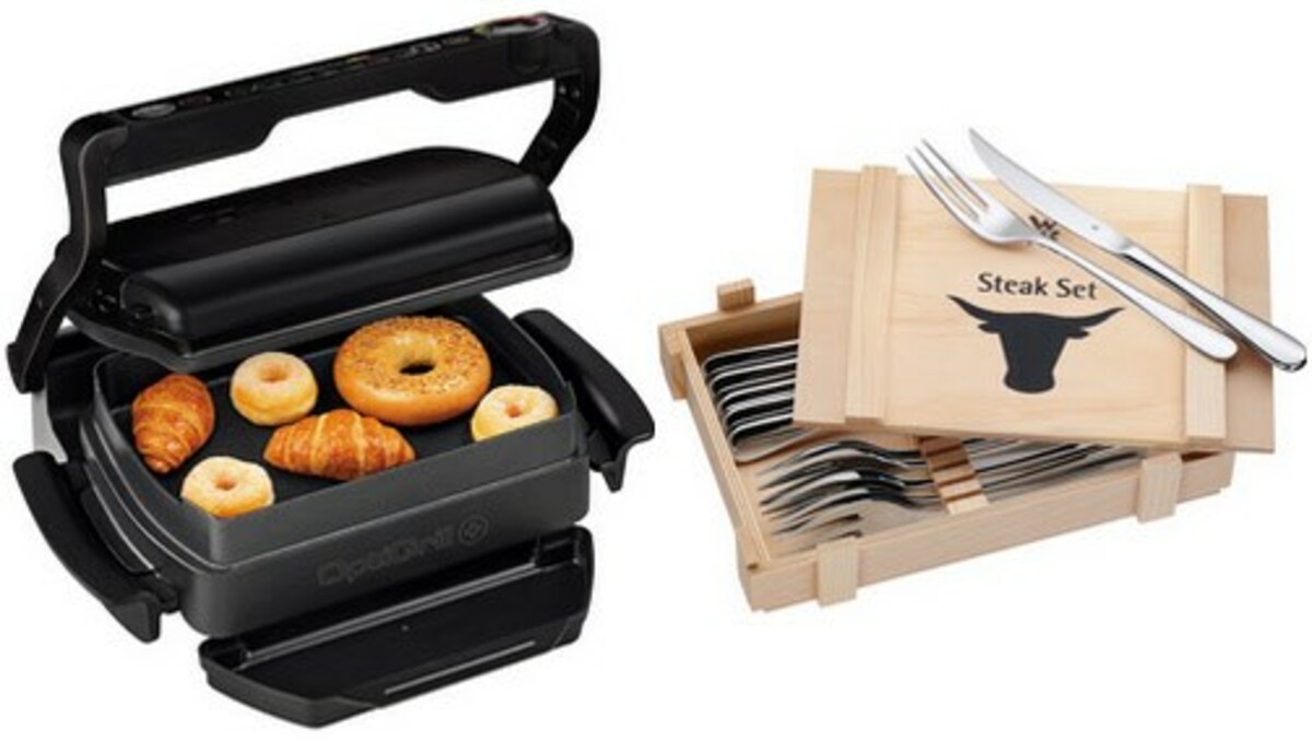 Bild 1 von GC7148 Optigrill Snack.&Bake Bundle Kontaktgrill inkl. WMF Steakbesteck (12tlg.)