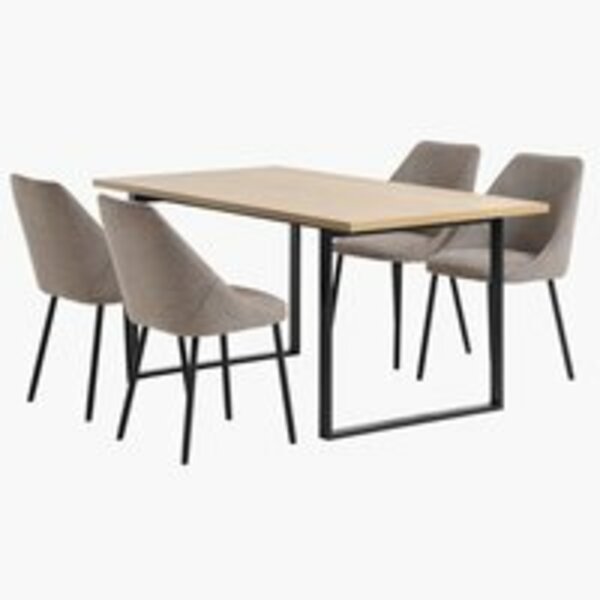 Bild 1 von AABENRAA L160 Tisch eiche + 4 VELLEV Stühle sand/schwarz