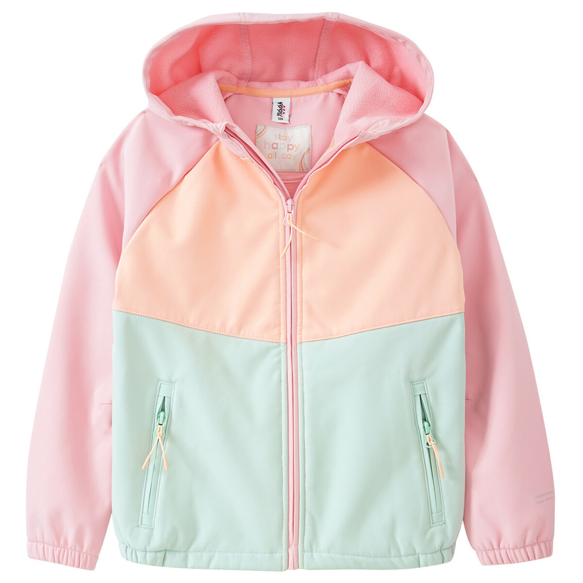 Bild 1 von Mädchen Softshelljacke mit Farbteiler HELLORANGE / ROSA / HELLOLIV