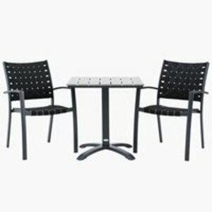 HOBRO L70 Tisch grau + 2 JEKSEN Stuhl schwarz