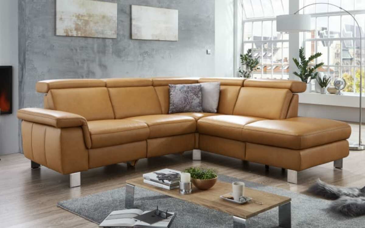 Bild 1 von Steinpol Polsteria - Leder Wohnlandschaft Lava, orange