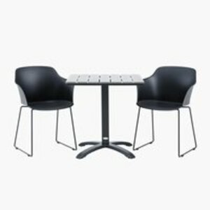 HOBRO L70 Tisch grau + 2 SANDVED Stuhl schwarz