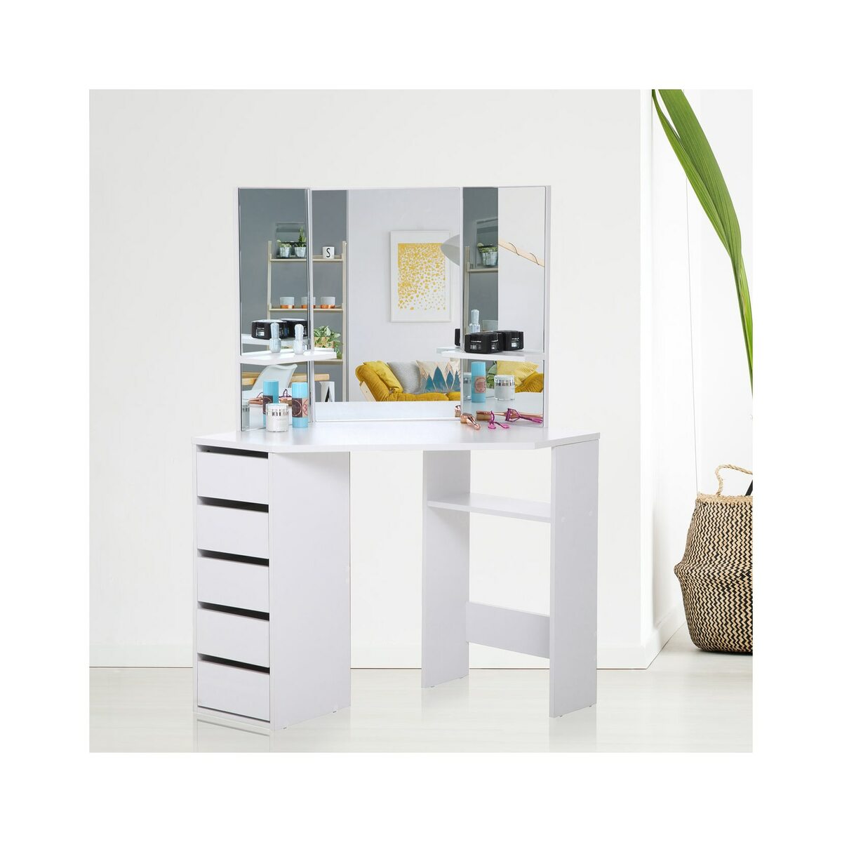 Bild 1 von Makika Eckschminktisch / Schminktisch ELLE mit Spiegel und Schubladen