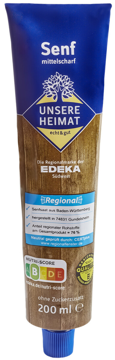 Bild 1 von Unsere Heimat Senf mittelscharf 200ML