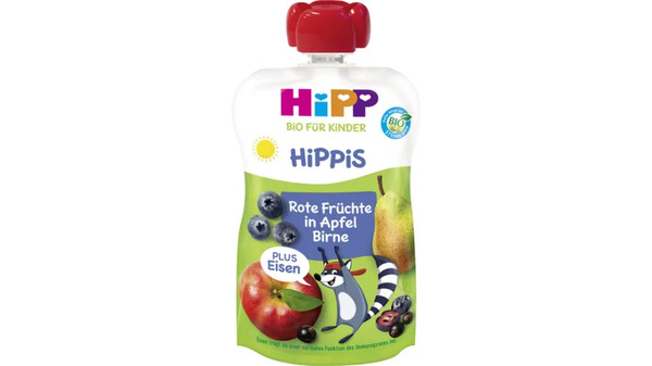Bild 1 von HiPP Bio für Kinder HiPPiS Frucht Plus Rote Früchte in Apfel Birne plus Eisen