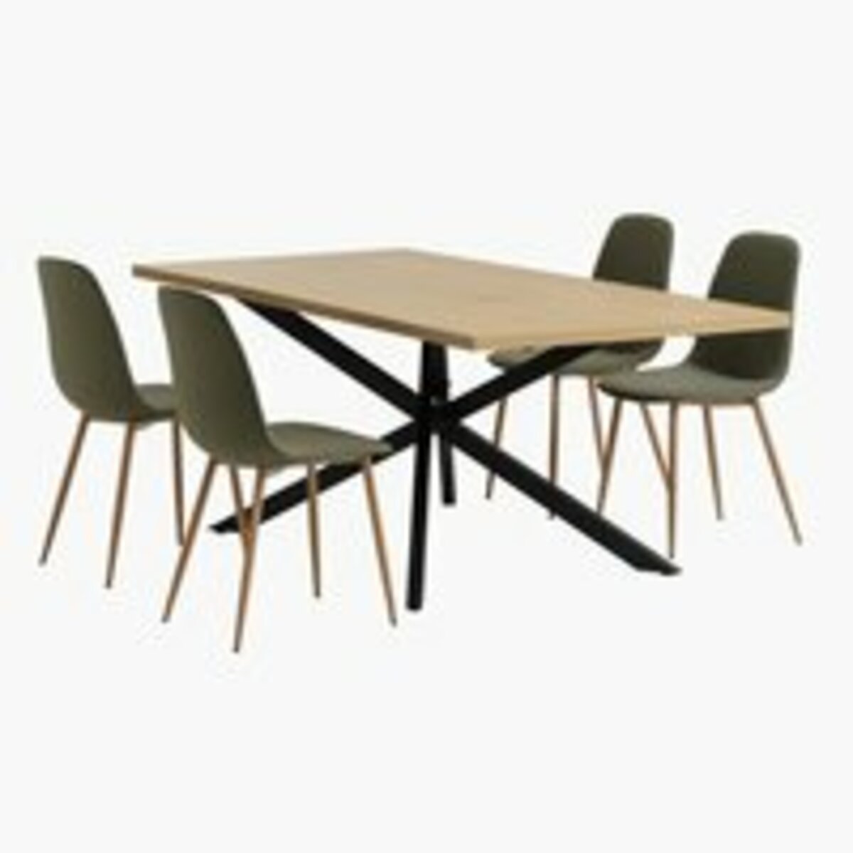 Nortoft Table NORTOFT L200 Tisch eiche + 4 BISTRUP Stühle olivgrün im Angebot ...