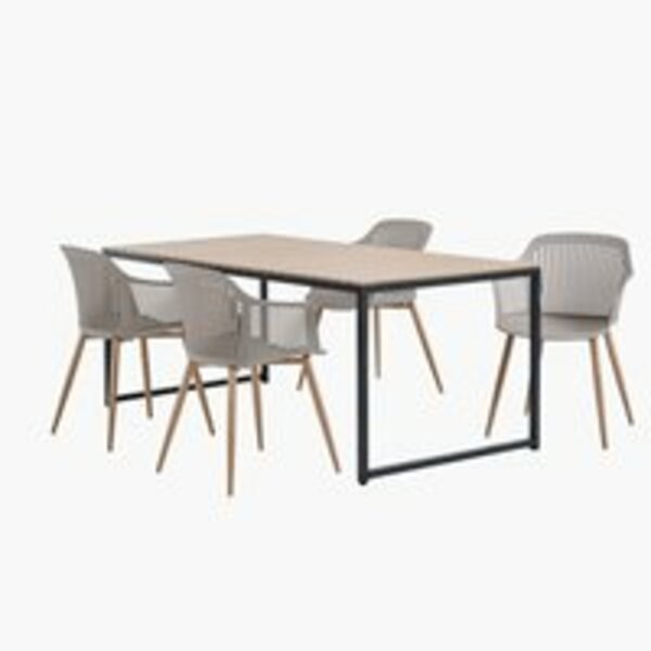 Bild 1 von DAGSVAD L190 Tisch natur + 4 VANTORE Stuhl beige