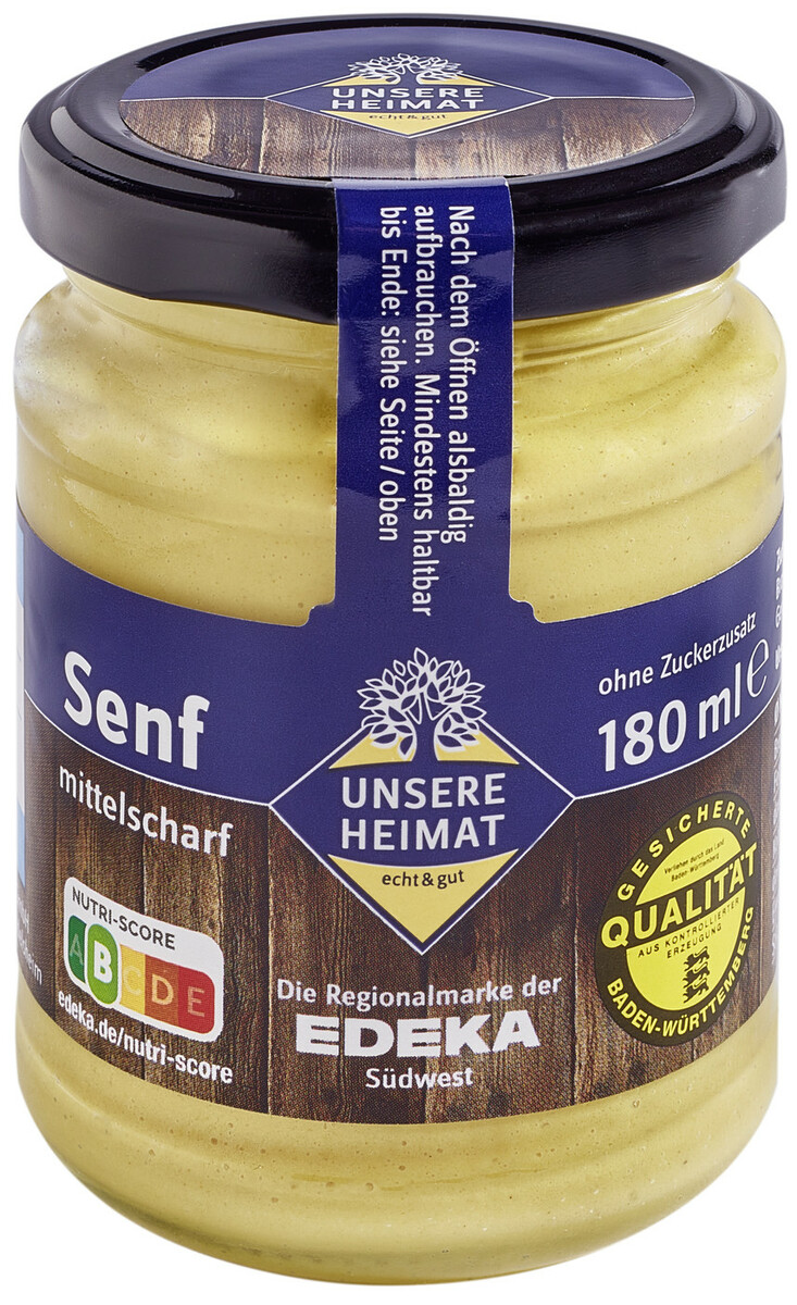 Bild 1 von Unsere Heimat Senf mittelscharf 180ML