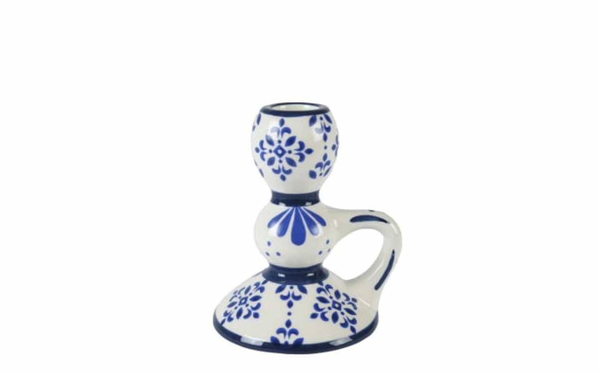 Bild 1 von Kerzenhalter, blau/weiß, 11,8 cm