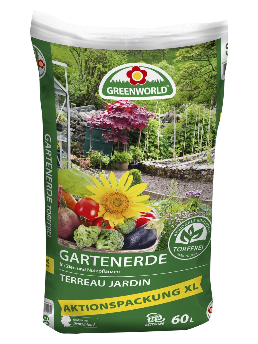 Bild 1 von Greenworld Gartenerde XL torffrei 60 L, Aktionspreis von 6,66 EUR für Stammkunden gilt vom 23.03. bis zum 31.03.2024