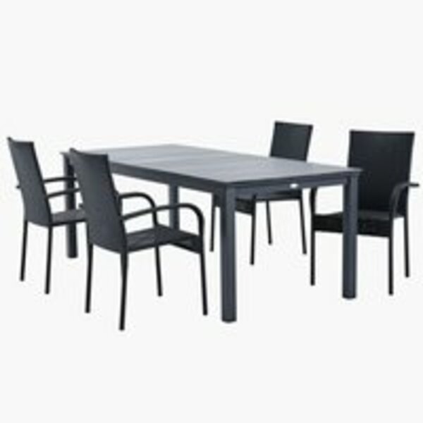 Bild 1 von MOSS L214/315 Tisch grau + 4 GUDHJEM Stuhl schwarz