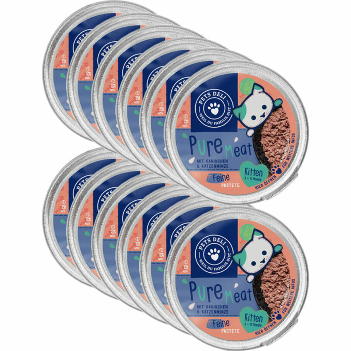 Bild 1 von Pets Deli Nassfutter Junior Pure Meat mit Kaninchen & Katzenminze, 12er Pack