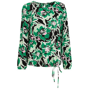 Damen Bluse mit floralem Muster GRÜN / SCHWARZ / WEISS