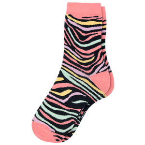 1 Paar Damen Socken mit Zebra-Muster ROSA / BUNT