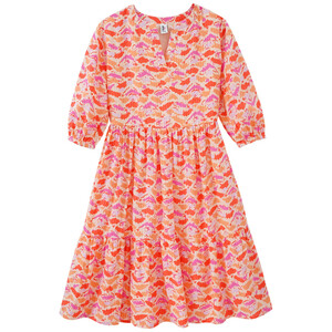 Mädchen Kleid mit buntem Muster ORANGE / PINK