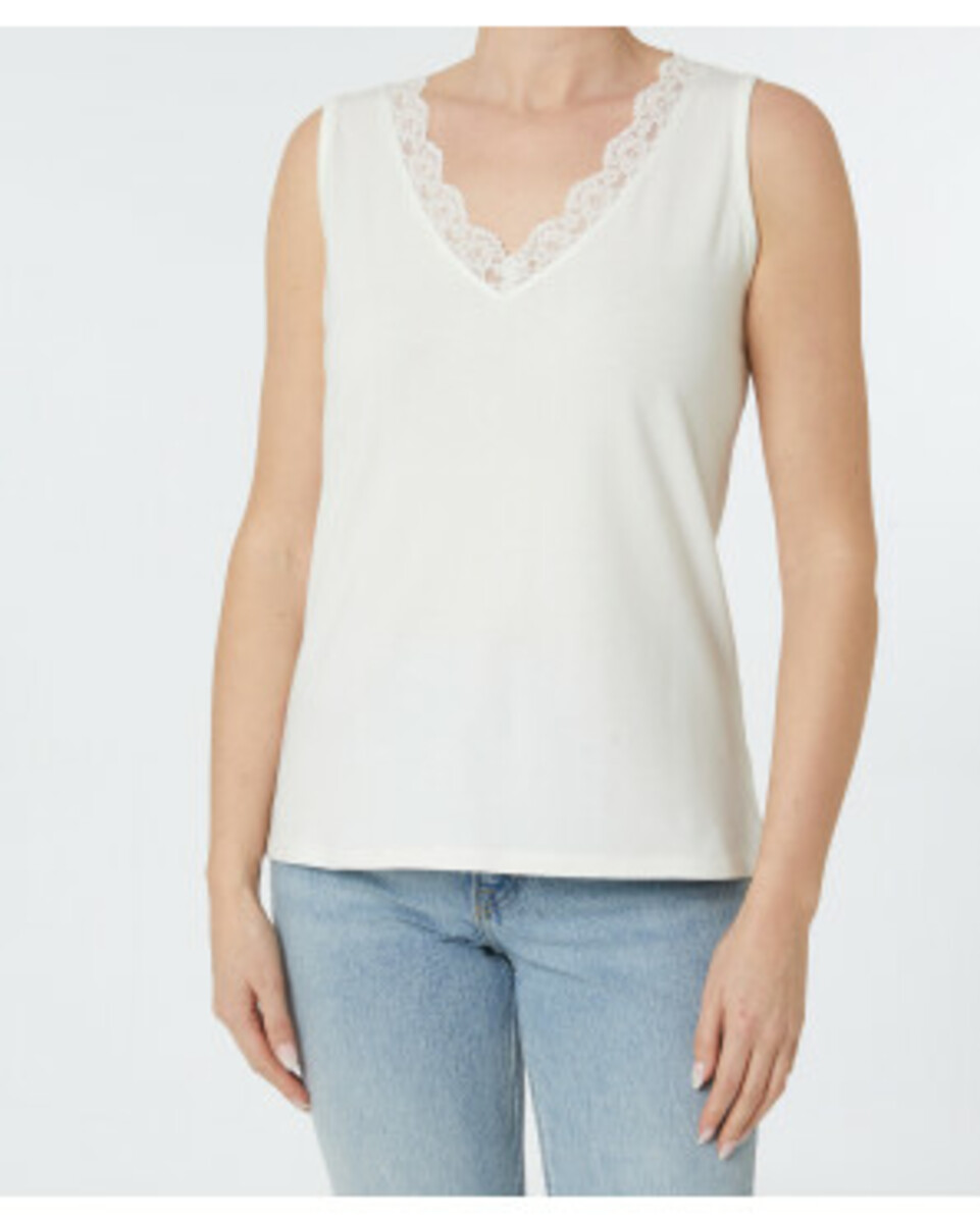 Bild 1 von Top mit Spitze, Janina, V-Ausschnitt, weiß