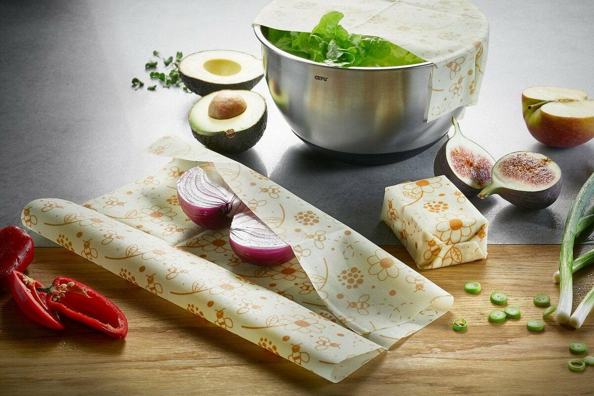 Bild 1 von GEFU Bienenwachstuch Beeways, Set, 3-tlg., mehrfach wiederverwendbar, Beige|orange