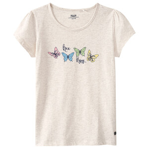 Mädchen T-Shirt mit Schmetterlingen CREME