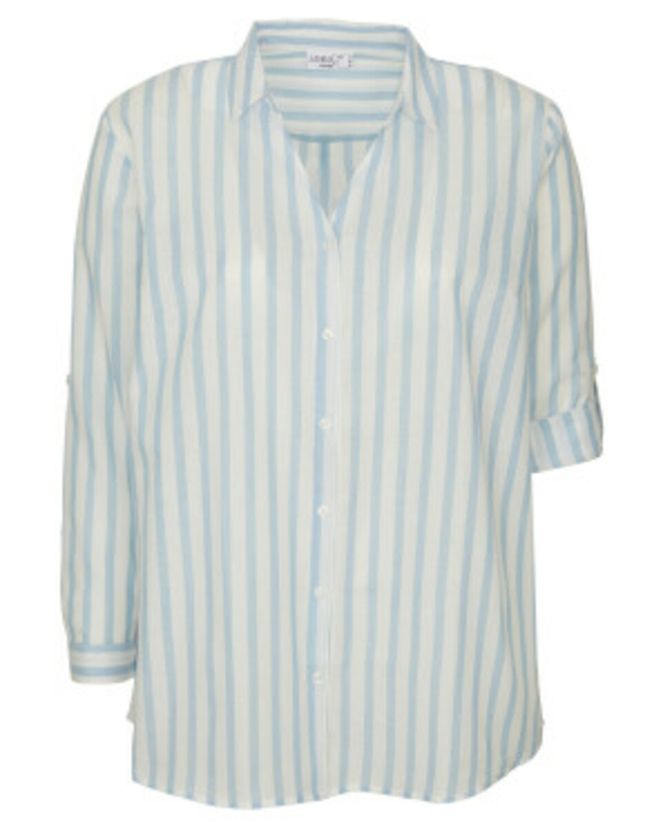 Bild 1 von Langarmbluse, Janina curved, weite Passform, hellblau gestreift