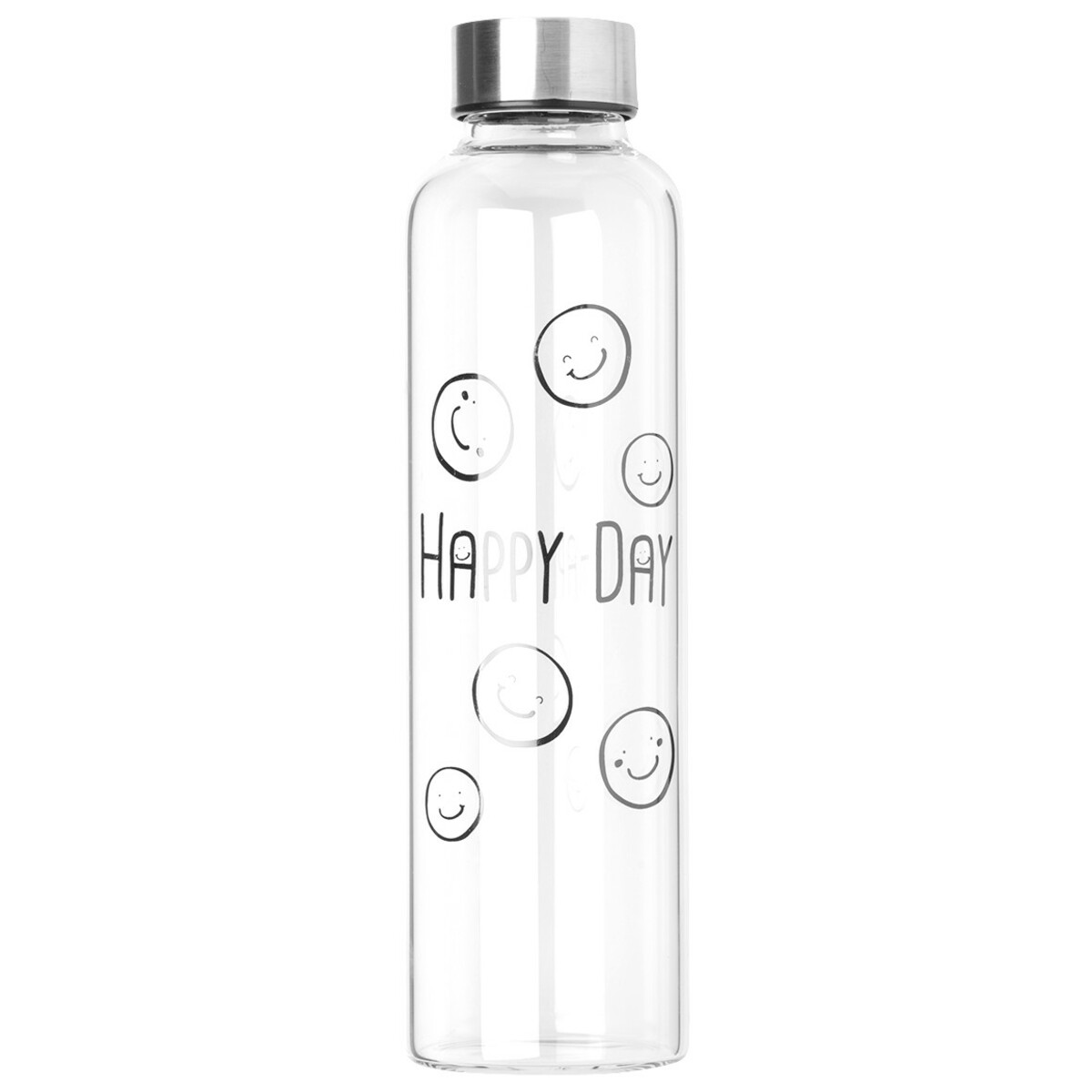 Bild 1 von Trinkflasche mit Smileys GLASKLAR / SILBER