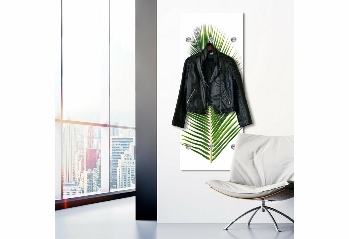 Bild 1 von Queence Garderobenleiste Palme, mit 6 Haken, 50 x 120 cm, Grün