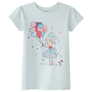 Mädchen T-Shirt mit Print-Applikation HELLBLAU
