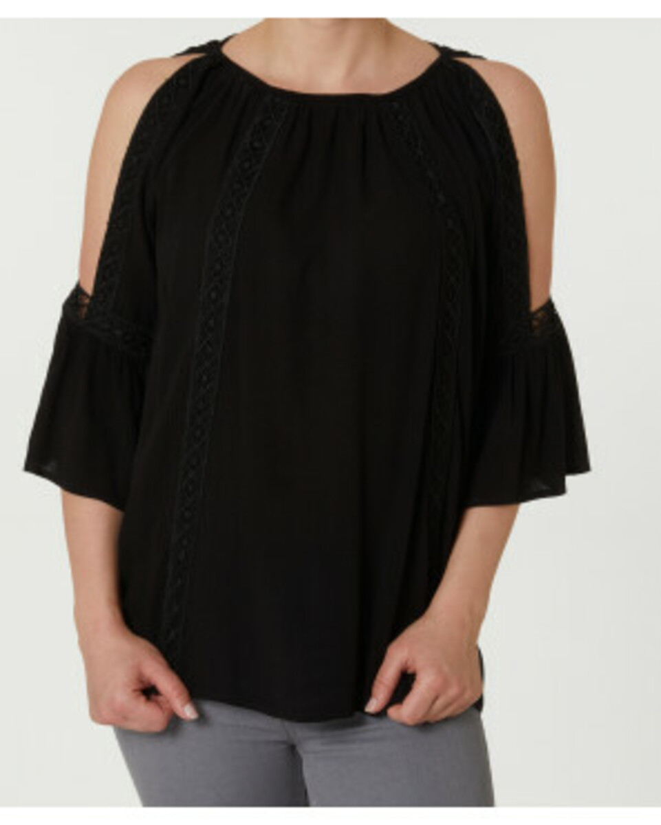 Bild 1 von Bluse mit Spitzendetails, Janina, Cut-outs, schwarz