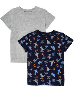 T-Shirts Dino, 2er-Pack, Kiki & Koko, grau/blau