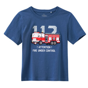 Jungen T-Shirt mit Feuerwehr-Motiv DUNKELBLAU