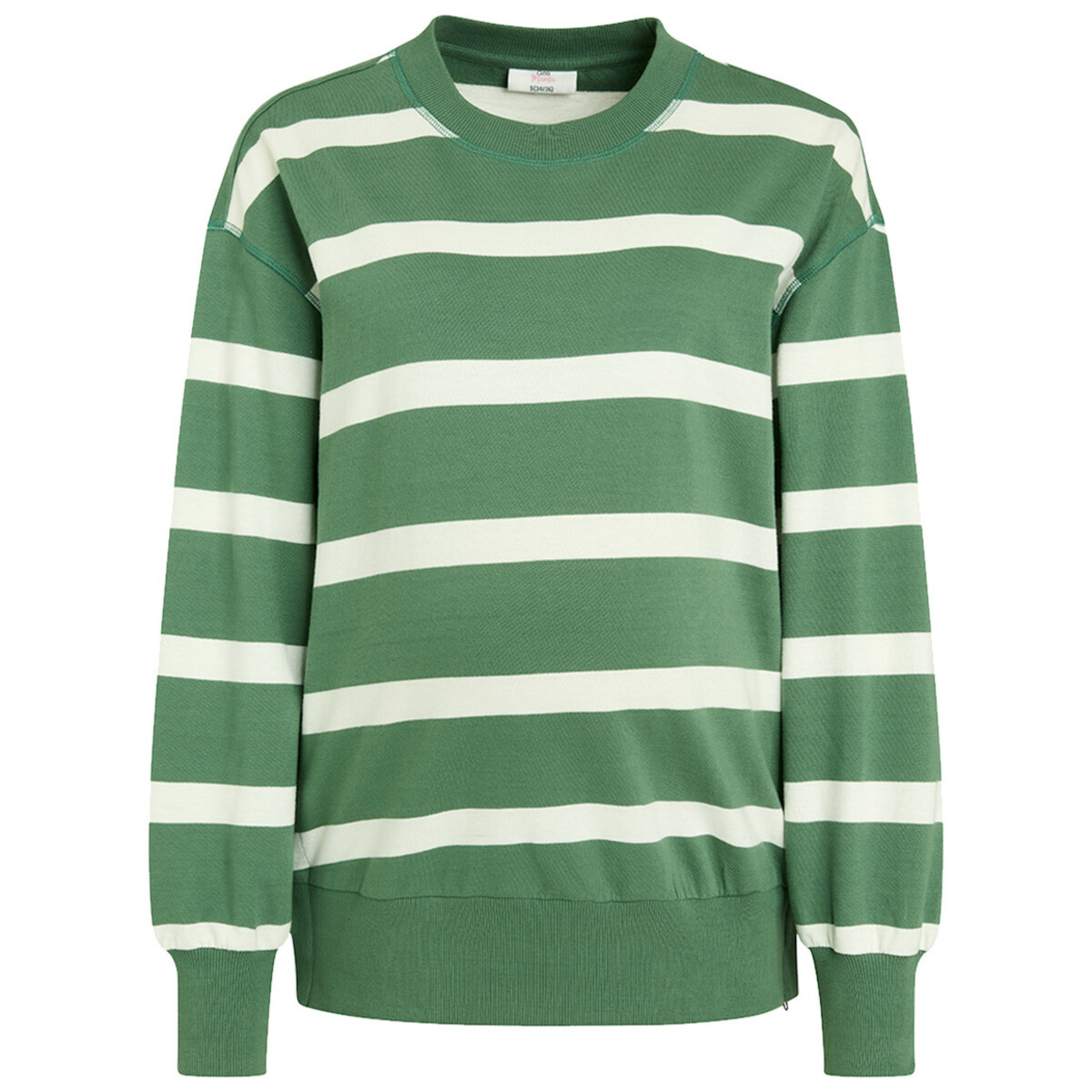 Bild 1 von Damen Umstands-Sweatshirt mit Streifen DUNKELGRÜN / WEISS