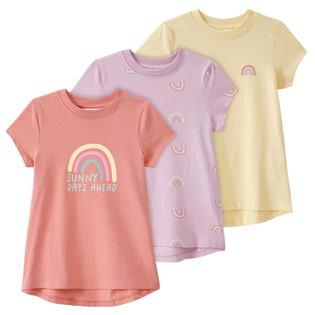 Bild 1 von 3 Mädchen T-Shirts mir Regenbogen-Prints TERRACOTTA / HELLLILA / HELLGELB